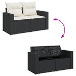 Ensemble de canapé de jardin 13 pièces avec coussins noir poly rotin acacia