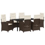 vidaXL Ensemble de jardin 7 pièces avec coussins marron poly rattan
