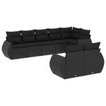 vidaXL Salon de jardin 8 Pièces avec coussins noir résine tressée