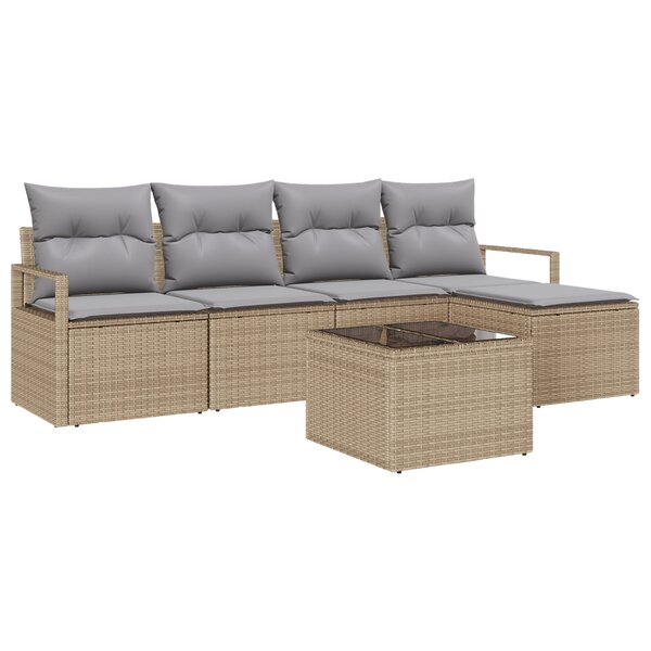 Ensemble de Canapés de Jardin 6 Pièces avec Coussins en Rattan Synthétique Noir
