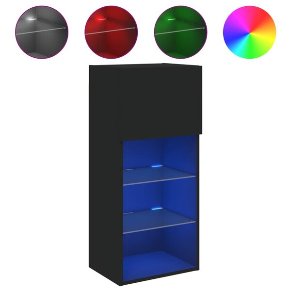vidaXL Meuble TV avec lumières LED noir 40 5x30x90 cm