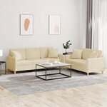 vidaXL Ensemble de canapés 2 Pièces avec coussins crème tissu