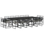 vidaXL Ensemble à manger de jardin 15 Pièces coussins noir résine tressée