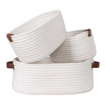 3 paniers blancs en coton
