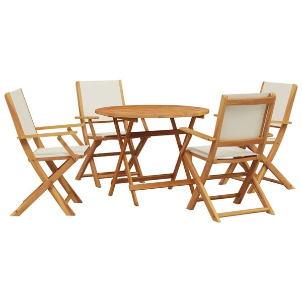 vidaXL Ensemble à manger de jardin 5 Pièces blanc crème tissu bois massif
