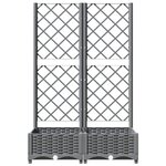 vidaXL Jardinière avec treillis Gris clair 80x40x121 5 cm PP