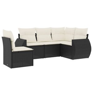 vidaXL Salon de jardin 5 Pièces avec coussins noir résine tressée