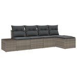vidaXL Ensemble de canapé de jardin 5 pièces avec coussins gris en poly rotin