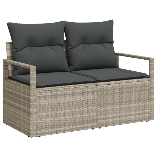 Ensemble de canapé de jardin vidaXL 7 pièces avec coussins gris clair poly rattan