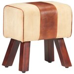 vidaXL Banc saut de cheval 38 cm marron cuir véritable et manguier