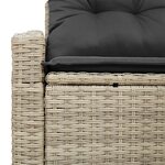 Canapé de jardin 2 places avec rangement et coussins gris en poly rattan