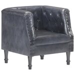 vidaXL Chaise cabriolet gris cuir véritable