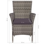 vidaXL Salon de jardin 7 Pièces avec coussins Résine tressée Gris
