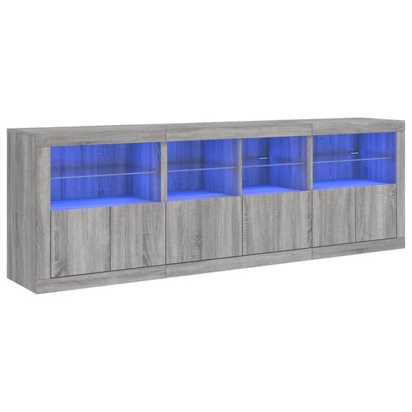 vidaXL Buffet avec lumières LED sonoma gris 202x37x67 cm