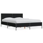 vidaXL Cadre de lit noir 135x190 cm bois d'ingénierie et métal