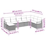 Set de canapés jardin vidaXL 8 pièces avec coussins gris poly rattan