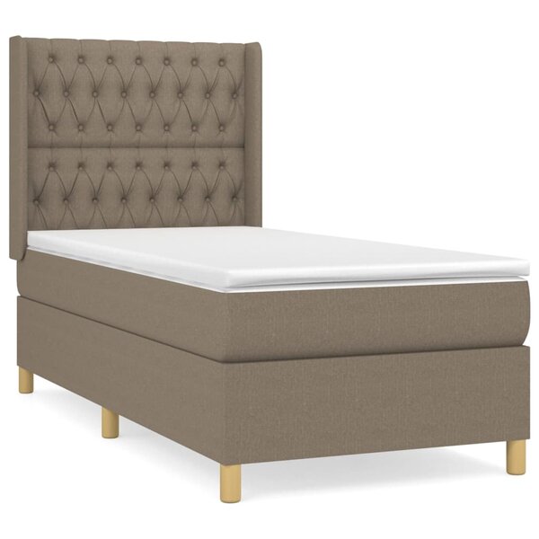 vidaXL Sommier à lattes de lit avec matelas Taupe 90x200 cm Tissu