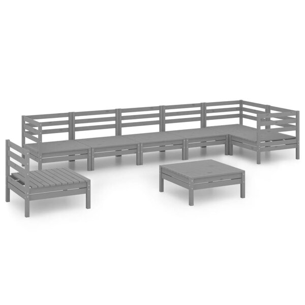 Salon de jardin meuble d'extérieur ensemble de mobilier 8 pièces bois de pin massif gris 02_0017836