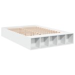 vidaXL Cadre de lit blanc 135x190 cm bois d'ingénierie