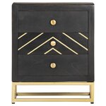 vidaXL Table de chevet Noir et doré 40x30x50cm Bois de manguier massif
