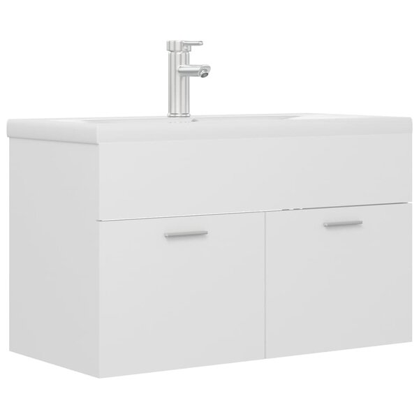 vidaXL Armoire d'évier avec lavabo intégré Blanc Aggloméré