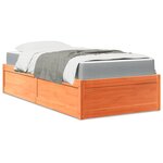 vidaXL Lit avec matelas cire marron 100x200 cm bois massif de pin