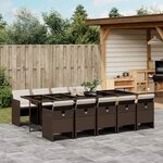 vidaXL Ensemble à manger de jardin et coussins 11 Pièces marron rotin