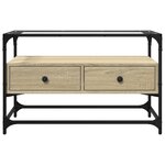 vidaXL Meuble TV avec dessus en verre chêne sonoma bois d'ingénierie