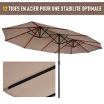 Parasol de jardin XXL parasol grande taille 4,6L x 2,7l x 2,4H m ouverture fermeture manivelle acier polyester haute densité marron