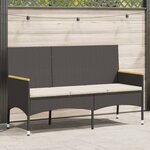 vidaXL Banc de jardin à 3 places avec coussins noir résine tressée