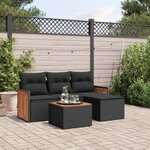 vidaXL Salon de jardin 5 Pièces avec coussins noir résine tressée