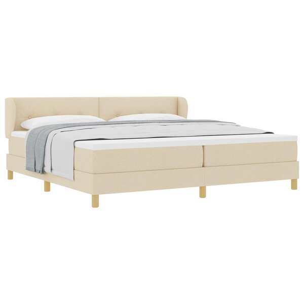 Lit box spring vidaXL avec matelas crème 200x200 cm en tissu