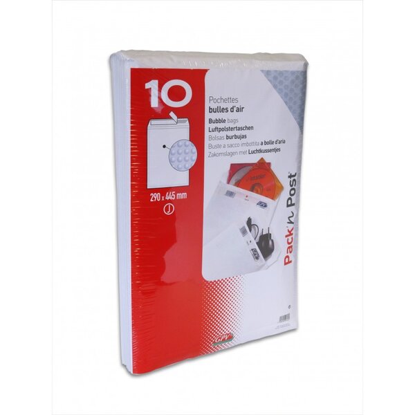 10 pochettes bulles d'air 290x445 mm (j) autocollante - gpv