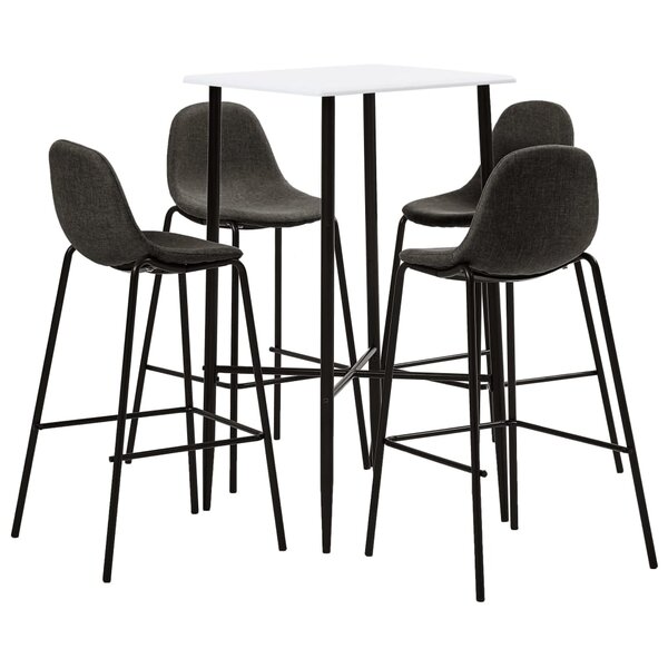 vidaXL Ensemble de bar 5 Pièces Tissu Gris foncé