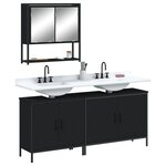 vidaXL Ensemble de meubles salle de bain 3 Pièces noir bois d'ingénierie