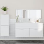 vidaXL Ensemble de meubles salle de bain 3 Pièces blanc bois d'ingénierie