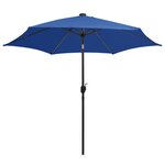 vidaXL Parasol de jardin et lumières LED mât en aluminium bleu azuré
