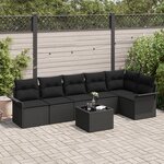 vidaXL Set de canapé de jardin modulaire à 7 pièces avec coussins beiges en poly rattan