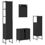 vidaXL Ensemble de meubles salle de bain 4 Pièces noir bois d'ingénierie