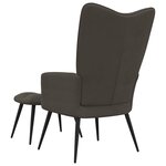 vidaXL Chaise de relaxation avec tabouret Gris foncé Velours