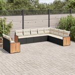 vidaXL Salon de jardin 10 Pièces avec coussins noir résine tressée