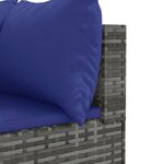 vidaXL Salon de jardin 5 Pièces avec coussins Gris Résine tressée