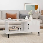 vidaXL Table basse Blanc brillant 90x50x40 cm Bois d'ingénierie