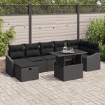 vidaXL Ensemble de Canapé de Jardin 8 pièces Noir avec Coussins