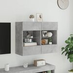 vidaXL Meuble TV mural avec lumières LED gris béton 78 5x30x60 5 cm