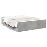 vidaXL Cadre de lit avec tiroirs sans matelas gris béton 150x200 cm