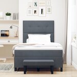 vidaXL Lit à Ressorts avec Matelas & Banc Gris Foncé 120x200 cm Velours