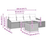 vidaXL Ensemble de canapé de jardin 6 pièces avec coussins Gris Poly Rattan Acacia