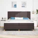 vidaXL Lit à sommier brun foncé 200 x 200 cm Tissu