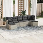 vidaXL Salon de jardin avec coussins 7 Pièces gris clair résine tressée